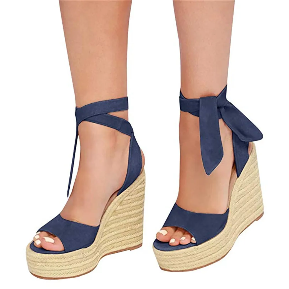 

Women's Espadrilles Wedge Sandals Fashion Ladies Open Toe Heel Fish Mouth Strap Sandals Chaussures Femme Platform Sandals