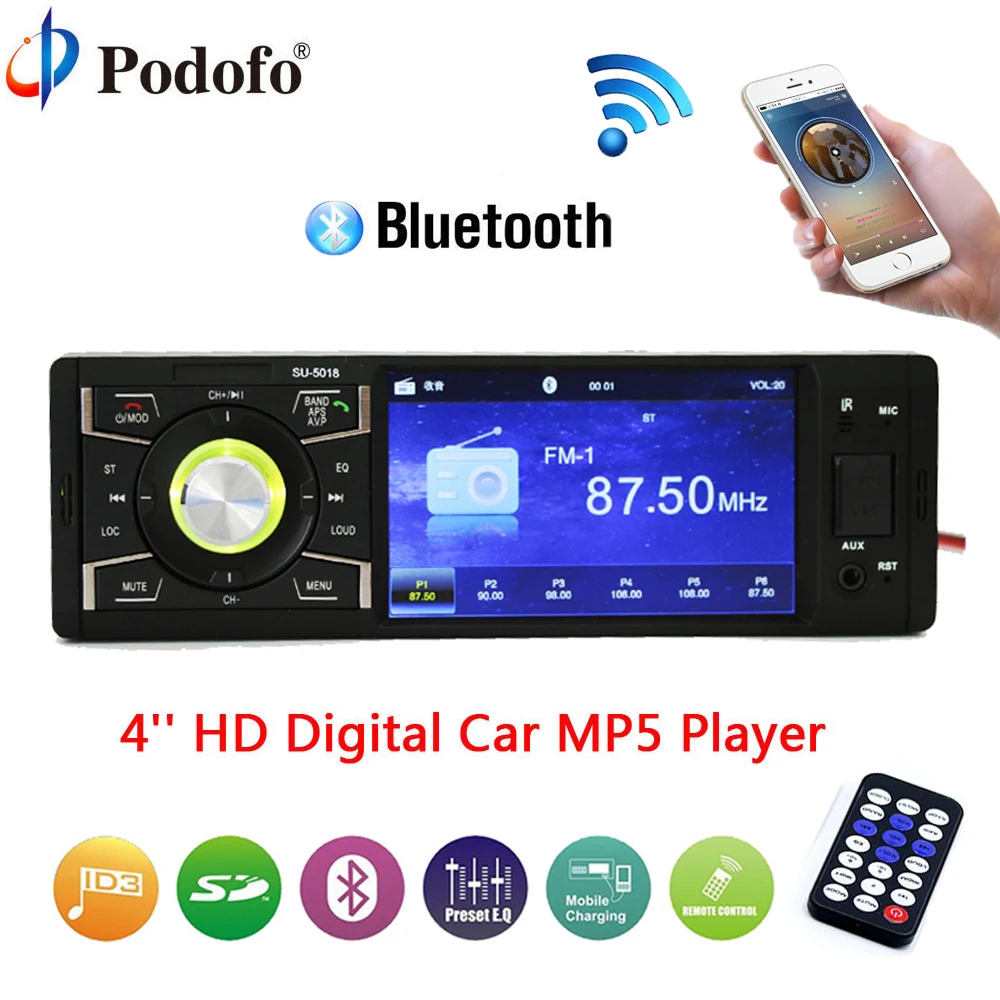 Podofo autoradio Multimedia Player 4 1Din Bluetooth Audio Stereo Car Radio USB FM MP5 USB AUX-IN SD TF Support Rear View Camera Podofo autoradio Multimedia Player 4 1Din Bluetooth Audio Stereo Car Radio USB FM MP5 USB AUX-IN SD TF Support Rear View Camera