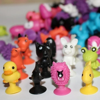 

100 PCS/bag good Cupule kids Cartoon Animal Action Figures toys Sucker kids Mini Suction Cup Collector Capsule model