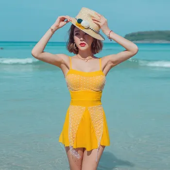 

One Piece Rashguard Women Womens Bathing Suits 2019 Bikini Korea New Skirt Linkage Animal Polyester Sierra Surfer Sexy Swimsuit