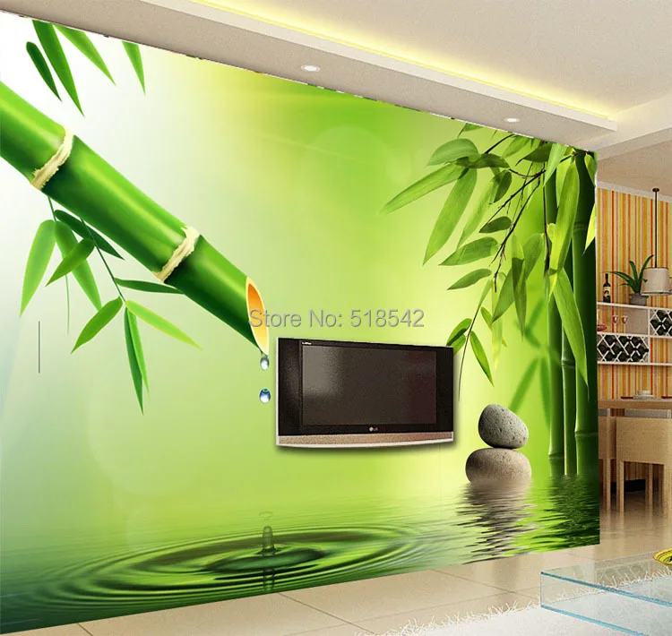 Пользовательские 3D фото обои 3D стереоскопического зеленый бамбук капли воды Задний план настенные фрески для Гостиная украшения стола