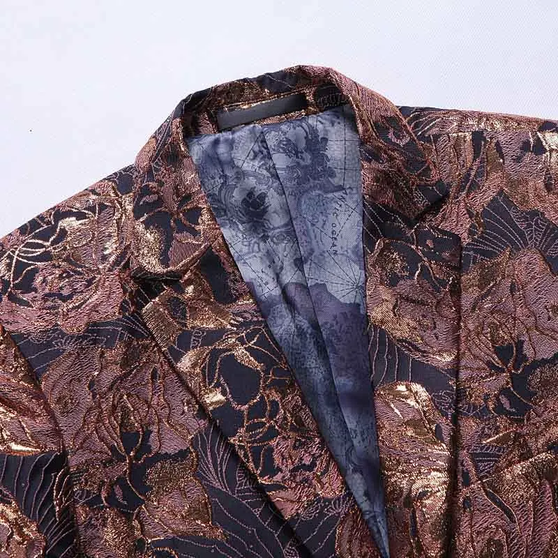 Men's suit blazer high-end precision jacquard embroidery gold heavy craft suit men's fashion England wind big code single West