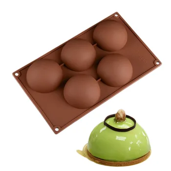 

Yiwumart Silicone 5 Holes Domed Round Shape Cake For Hemispherical Chocolate Jelly Mousse Pudding Baking Mold Bakeware Tools