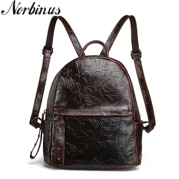 

Norbinus 2018 Women Backpack Luxury Brand Genuine Leather Backpacks School Bag for Teenager Girls Female Casual Daypack Rucksack