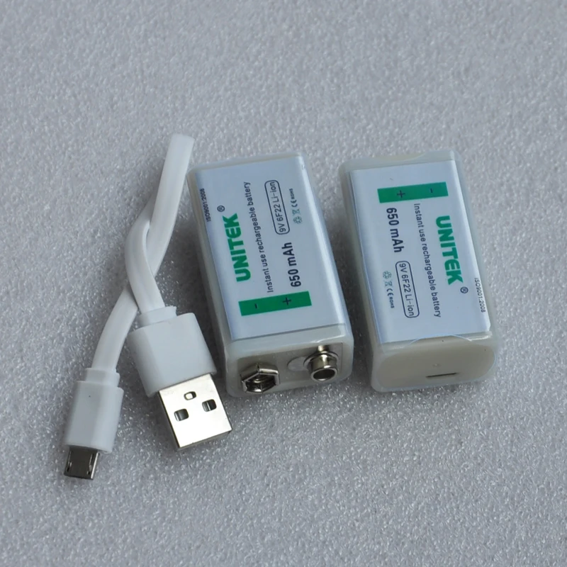 2 шт. перезаряжаемая батарея USB 9 в 650 мАч 6F22 призматическая литий-ионная ячейка + usb-кабель для микрофона гитара Эквалайзер дымовая