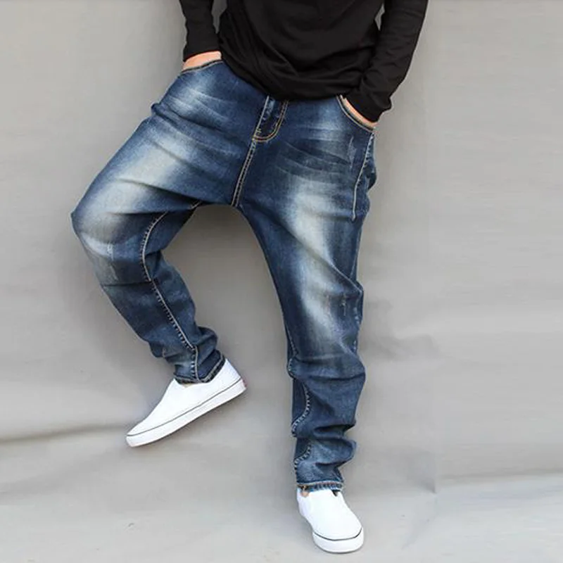 2016 new arrive Harem jeans male elastic plus size low crotch blue long male skinny men