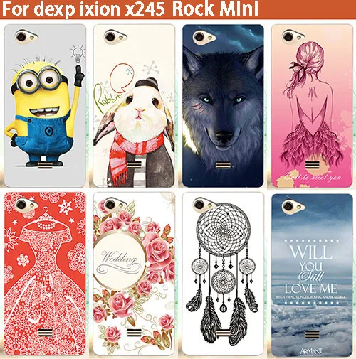 

2017 New Pattern Rabbit Wolf Girl Flowers Design Soft Tpu Case Cover For DEXP Ixion X245 Rock mini 4.5" Silicone Phone Bags
