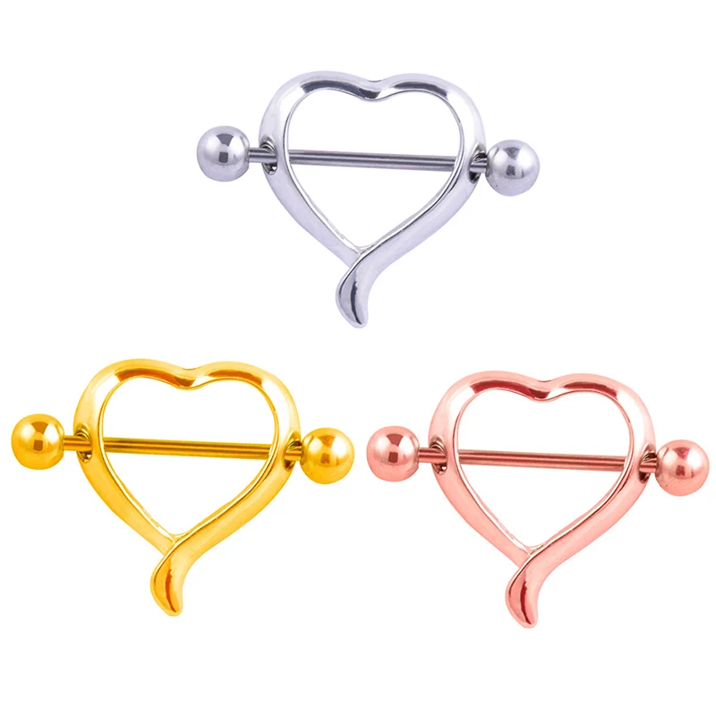

1PC Heart Shape Surgical Steel Love Heart Nipple Shield Bar Ring Body Piercing Jewelry