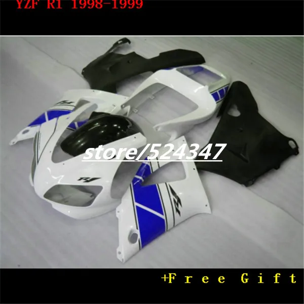 

Hey-Custom free Motorcycle plastic fairings parts for 1998 1999 YZFR1 98 99 YZF R1 white blue body fairing kits for Yamaha