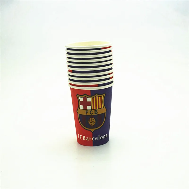 

Cartoon football Barcelona Disposable Tablewares Polyester Drink Cup 10Pcs/Lot Birthday Party Supply Home Event Decorations