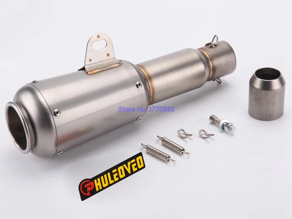 

PHULEOVEO Inlet 51mm(2") Universal Motorcycle Exhaust Muffler Escape Damper Motorbike Scooter Exhaust Muffler Pipe Accessories