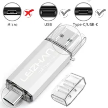 LEIZHAN 128 gb USB C флеш-накопитель для Тип-C Телефон Планшеты, Google Chromebook Pixel, Nokia N1 флешки Tipo C Photostick 64 GB 32 GB