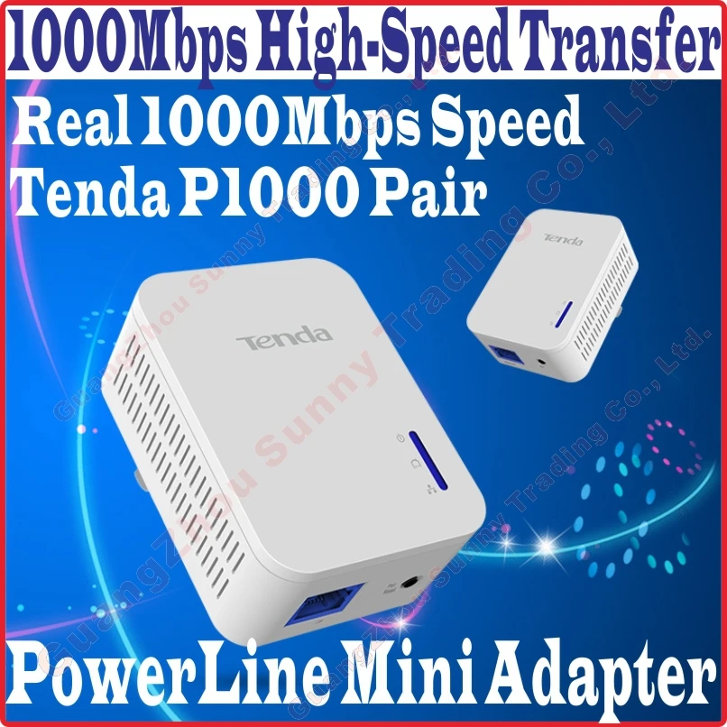 

Tenda P1000 Pair AV1000 Power Line 1000Mbps Mini Adapter Extender, 1000Mbps wired connection, Gigabit Powerline, PH3 pair,