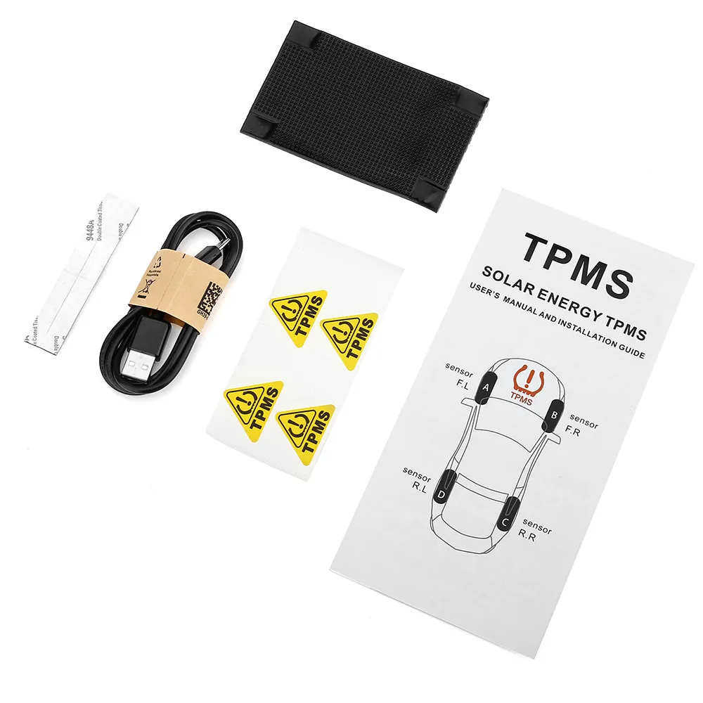 TP - 810 LED Screen Tire Pressure Gauges TPMS Solar Power Supply Car Tire Pressure Alarm Monitoring System 4 Internal Sensors