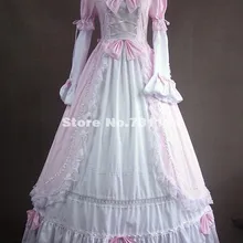 Высокое качество розовый хлопок Ренессанс американской революции кружева викторианская Лолита платье бальное платье Театр исторический костюм