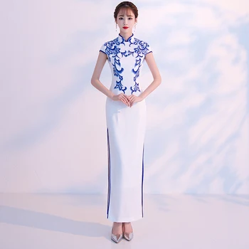 

Hot Sale Female Chinese Traditional Qipao Sexy Slim Split Cheongsam Exquisite Women Evening Party Dress Long Vestidos XS-XXXL