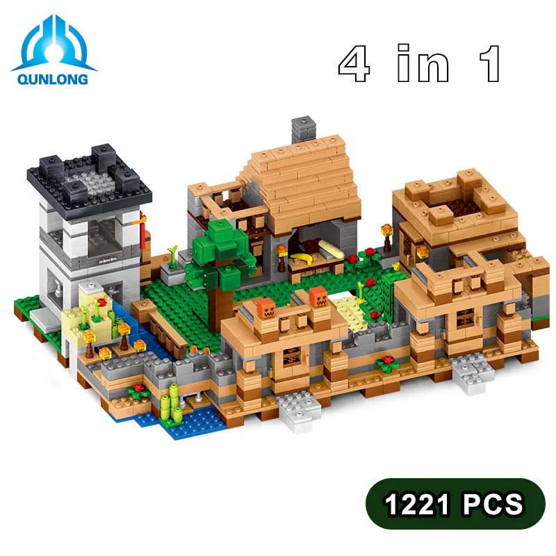 4in1 my world Village building block NinJjago Dragon Blocks Compatible L@egoed Figures City Bricks Educational toys for children