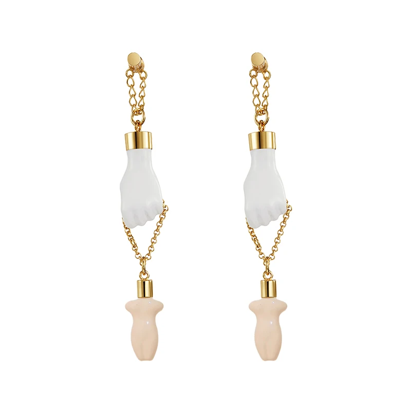 

Fashion personality white fist hand humanoid earrings female jewelry female