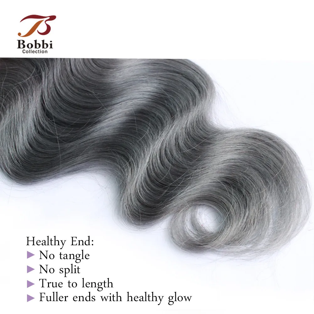 BOBBI COLLECTION 2/3 Bundles With Closure Ombre Dark Grey Peruvian Body Wave Hair Pre-Colored Remy Human Hair Extensions BOBBI COLLECTION 2/3 Bundles With Closure Ombre Dark Grey Peruvian Body Wave Hair Pre-Colored Remy Human Hair Extensions