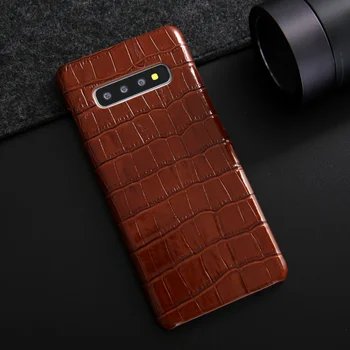 

Luxury Crocodile Skin Pattern Genuine Leather Back Case For Samsung Galaxy S10/ Plus Original Real Leather Cover For Galaxy S10