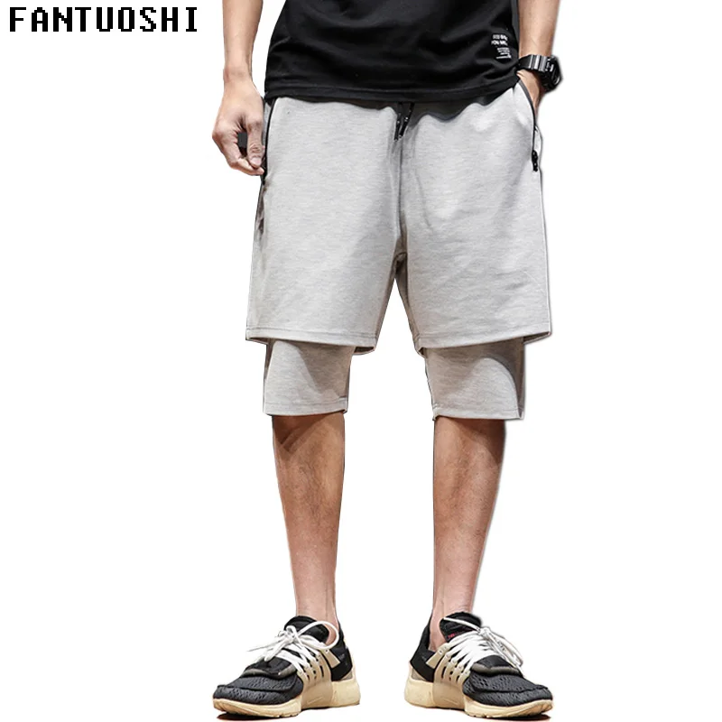 

2018 New summer men's shorts cotton Breathable shorts for casual men short with pockets Loose shorts Men Large size grey black