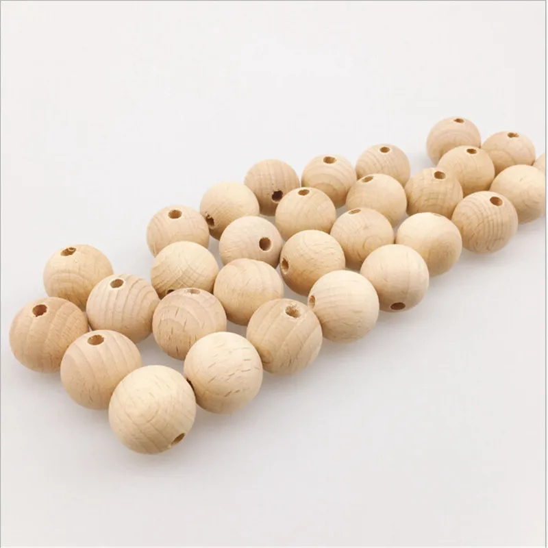 

150pcs/Pack Baby Teether Beech Wooden Chewable 8-20mm Round Beads Ecofriendly Beech Beads DIY Craft Jewelry Accessories