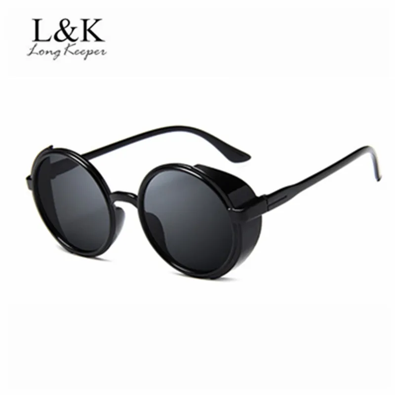 Long Keeper Steampunk Sunglasses Round Sun Glasses Retro Vintage Plastic Glasses for Women Men Eyewears 8 Color
