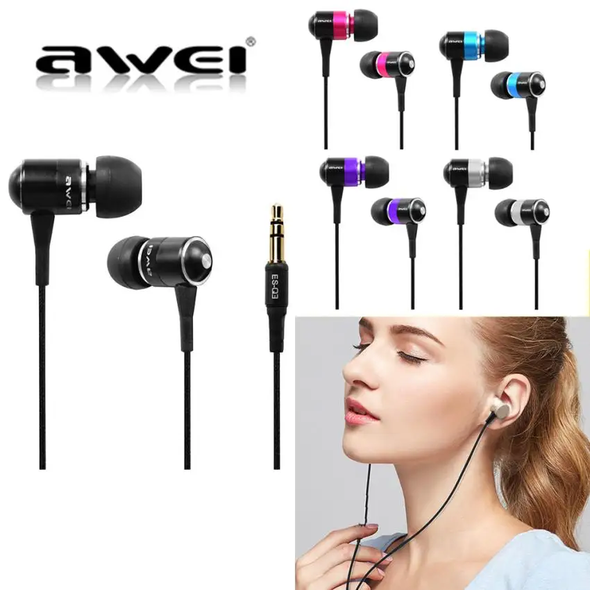 

Awei ES-Q3 In-Ear Earphone Stereo Earbuds Super Bass Fone de ouvido Auriculares Ecouteur Kulaklik Audifonos 18May22 Drop Ship F