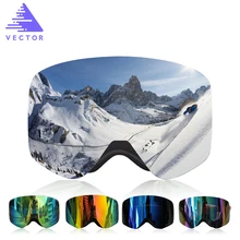 VECTOR Brand Professional Ski Goggles Men Women Anti fog 2 Lens UV400 Adult Winter Skiing Eyewear