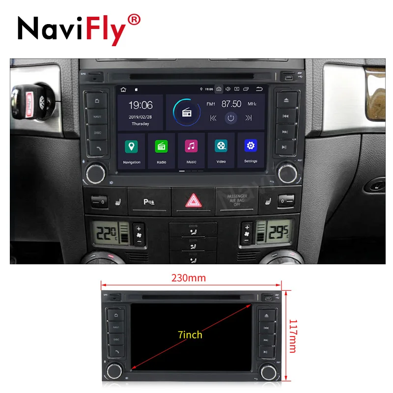 Discount NaviFly Android9.0 IPS Screen DSP Quad core Car Multimedia player 2 Din Autoradio For VolkswagenTouareg T5 Canbus Wifi FM DVR 1