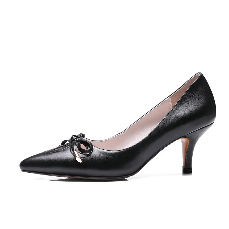 Del Comodidad Bombas Beige Mujer negro Delgado Rosa Arco Nudo Moda Lazy Beige Negro Zapatos rosado Señaló Talón qqHU8S