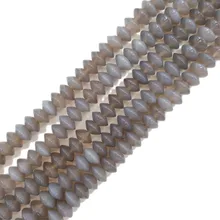 LII Ji натуральный камень серый Агат плоской круглой формы граненые бусины около 7x12 шарики для DIY ювелирных изделий 38 см