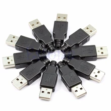 New 10pcs Type A Male USB 4 Pin Plug Socket Connector With Black Plastic Cover #L057# new hot