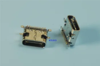 

1000pcs Tape & Reel USB 3.1 Type C Connector 16 Pin Receptacle Right Angle SMT Female Socket Surface Mount 5 Amps Vbus