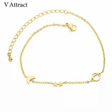 V привлечь 10 шт. дружеский подарок нержавеющая сталь Moon Brcelet для женщин Jewelry Богемия звезда амулет pulseras золото Bijoux Femme