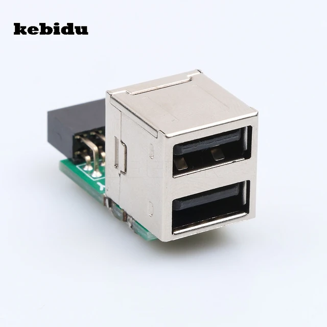 kebidu Hot 1pcs/lot USB 2.0 9Pin Female 2 Port A Female Adapter Converter Motherboard PCB Board Card Extender Internal PC