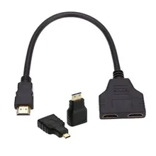 Cablecc HDMI Двойной HDMI Женский Y Splitter Переключатель Удлинительный Кабель-адаптер с Micro и Mini HDMI адаптер