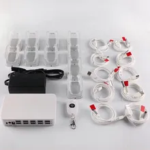 10 port smartphone alarm and charging security display system with 10 pcs alarm sensor cable and 10 pcs holder