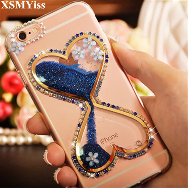 3D Hourglass Bling Glitter Diamond Flower Quicksand Phone Case Cover For Huawei Honor 8 9 Lite V8 V9 V10 7X For Nove 2 Plus 2S