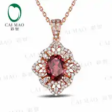 CaiMao 18KT/750 розовое золото 1,36 ct натуральный IF Турмалин& 0,41 ct Бриллиант круглой огранки обручение украшение-подвеска с драгоценными камнями