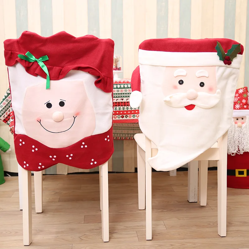 1PCS Santa Chair Covers Santa Claus Christmas Chair Covers Dining Seat