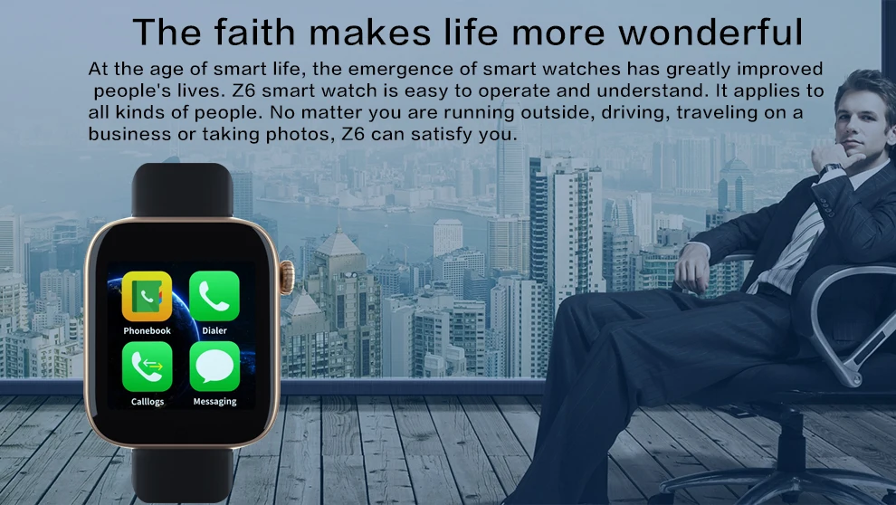 Z6 фитнес Bluetooth Смарт часы Поддержка s Android телефон sim-карта камера Сенсорный экран Поддержка SIM TF карты спортивные часы детские часы