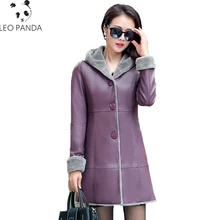 Новинка, зимняя женская куртка из искусственной кожи замши, большие размеры, длинное пальто с капюшоном, Женская однобортная Повседневная Верхняя одежда, CY72