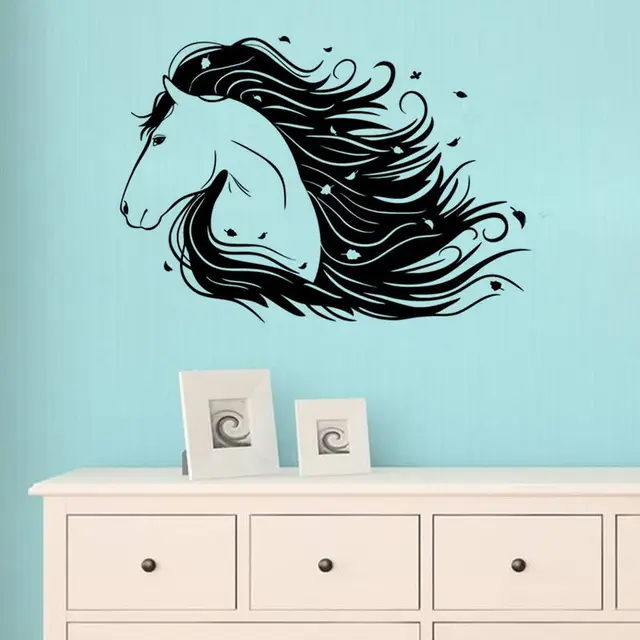 removable beautiful horses head kids room wall decal art bedroom