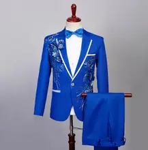 singer stage Blazer men formal dress latest coat pant designs Sequin suit men terno masculino trouser wedding suits men's blue latest coat pant designs royal blue velvet jackets men style stage tailed prom blazer tailcoat costume suits winter tuxedo terno