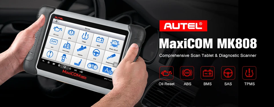 Best Seller Autel MaxiCOM MK808 OBD2 Scanner Automotivo Car Diagnostic Scan Tool OBD 2 Code Reader OBDII Key Coding Active Test high quality auto inspection equipment