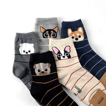 

New Fashion Cute Dogs Socks Women South Korean Style Cotton Women Socks French Bulldog Pug Husky Schnauzer Chaussette Femme Gift