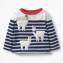 Little maven/осенние футболки с длинными рукавами и вышитым принтом овечки для мальчиков от 18 месяцев до 7 лет осенняя одежда для малышей Детская одежда