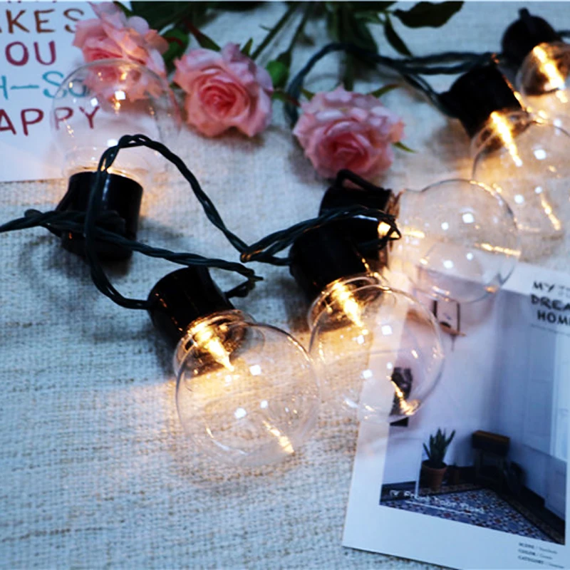 20 Led Vintage Clear Globe Bulb EU US Plug String Lights 5M Holiday Party Wedding Xmas Tree Graden Indoor Outdoor Decor Garland (4)