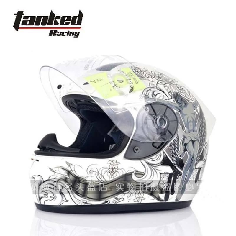 

Fashion Tanked Racing Full Face Motorcycle helmet with bib electric bicycle motorbike helmets made of ABS Size M L XL XXL